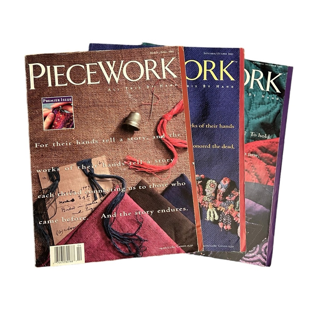 VTG 1993 PIECEWORK 3 Magazines Needle Arts Embroidery Cottagecore Premier Issue